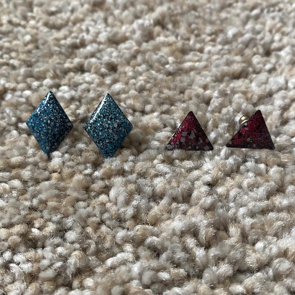 Diamond and Triangle Speckled Stud Earrings
